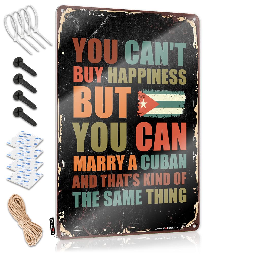 Farmhouse Signs Indie Funny Home Decor Custom You Can't Buy Happiness But You Can Marry A Cuban - Vintage Wall Decor For Crossing(20X30CM)