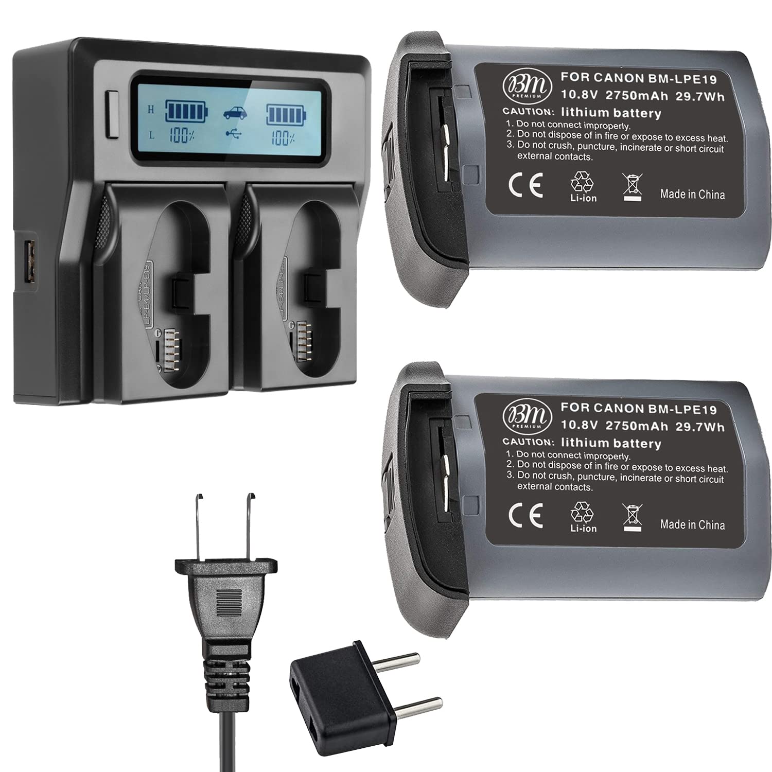 Amazon.com : BM Premium 2 Pack of LP-E19 High Capacity Batteries