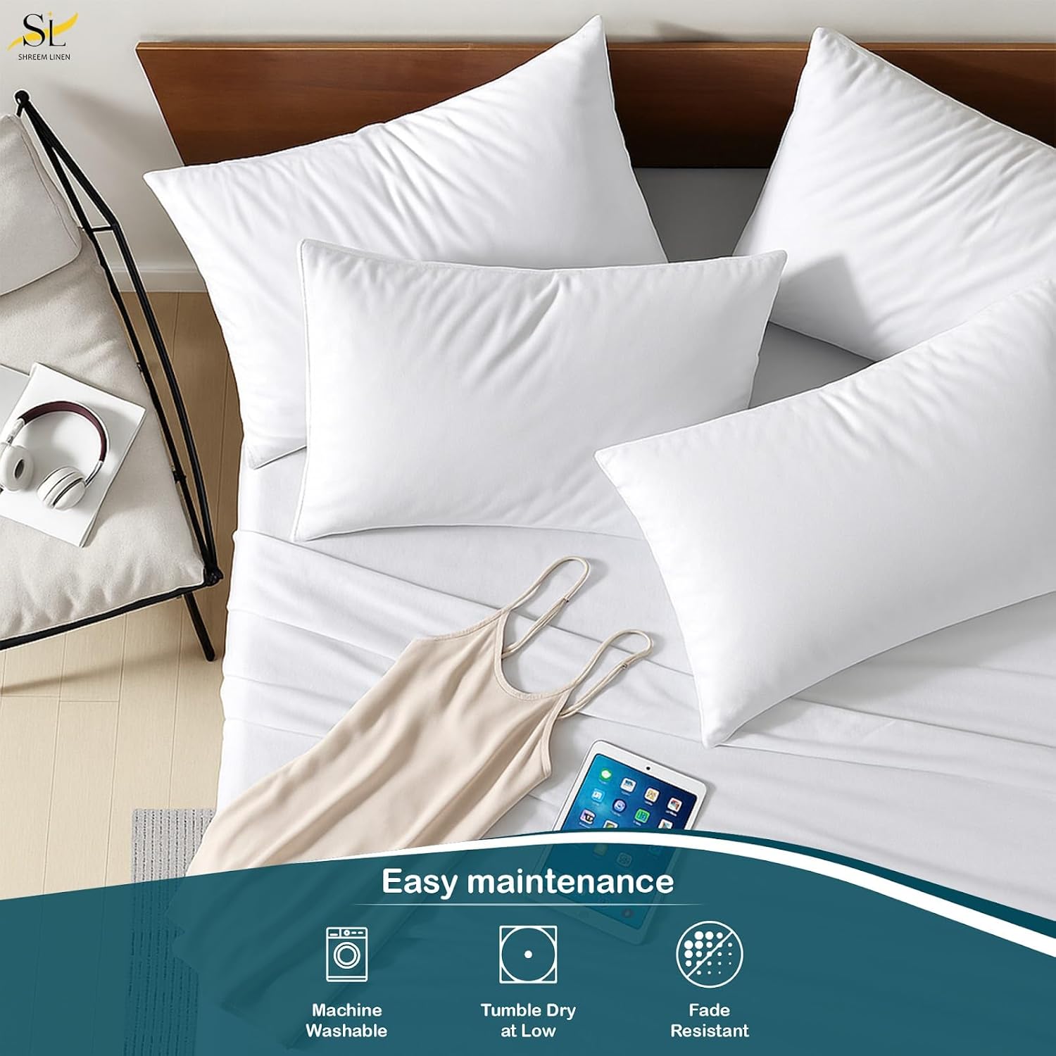 Queen Size Sheet Set, 6 Piece Set, Extra, Deep Pockets, 100% Egyptian Cotton White Solid Bed Sheets, Queens Sheets, 6 PC - Image 7