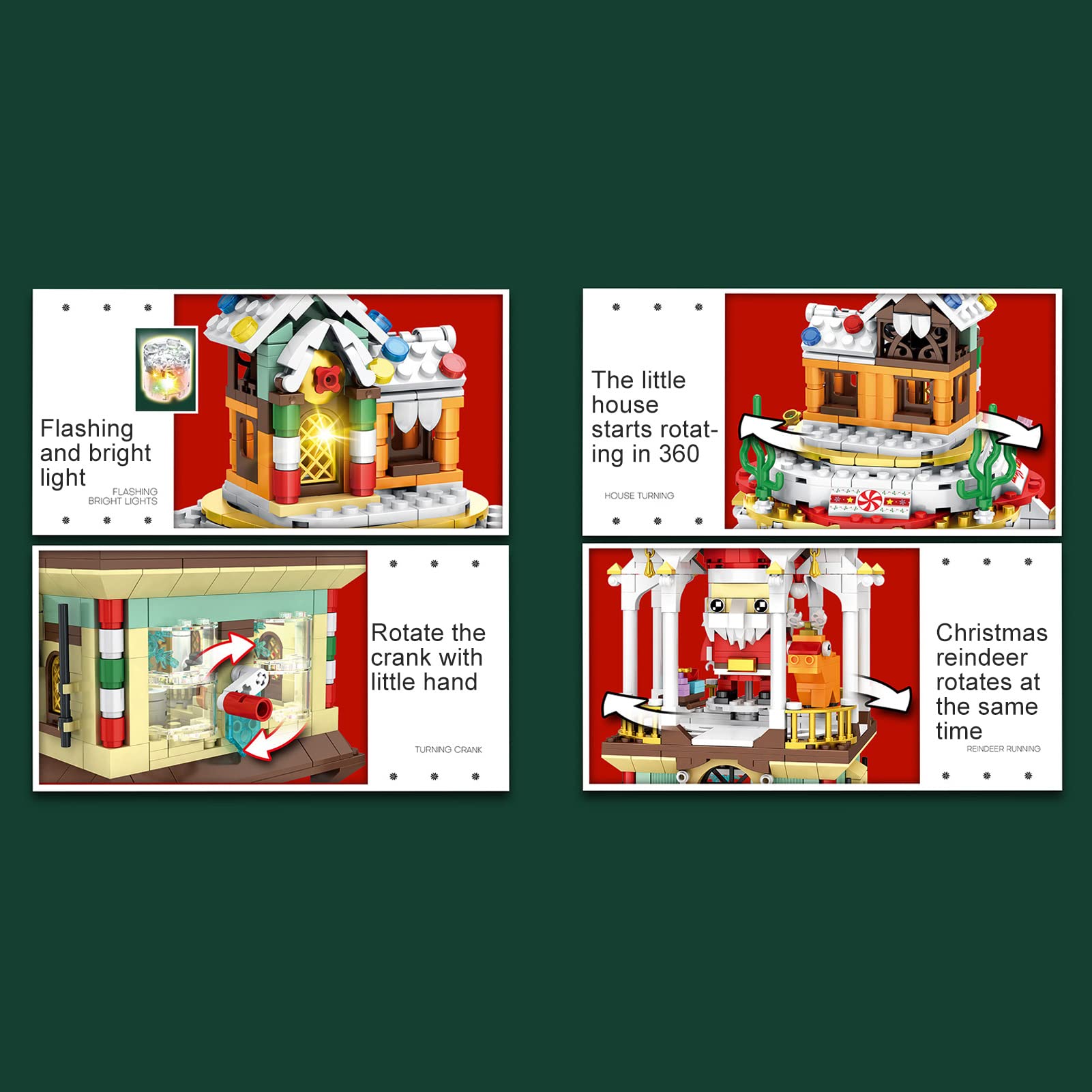Ensemble de Blocs de Construction de Maison de Noël, 843 Pièces ABS