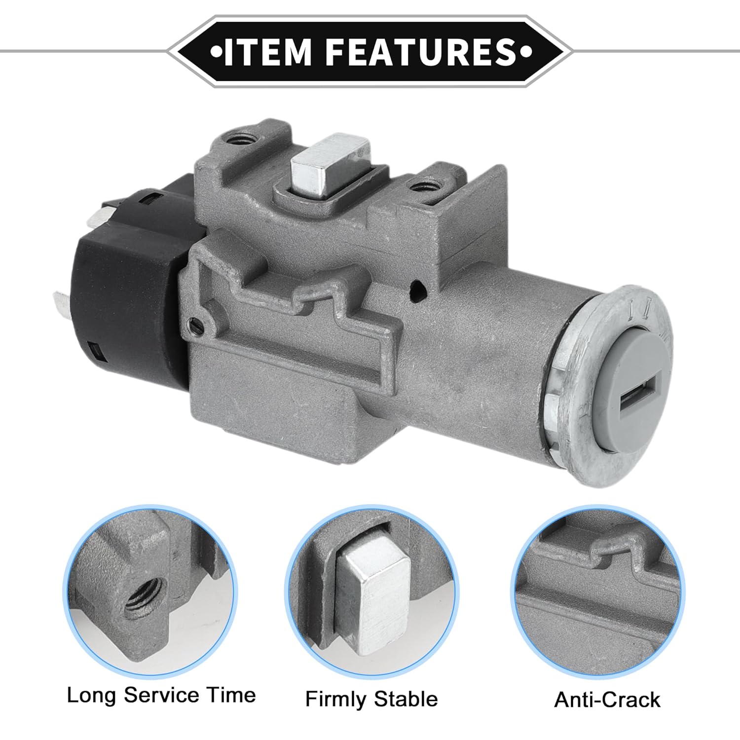 Ignition Switch Lock Cylinder Assembly Compatible for DAEWOO Matiz, Durable Metal Silver Tone Ignition Lock Cylinder Key Switch Starter