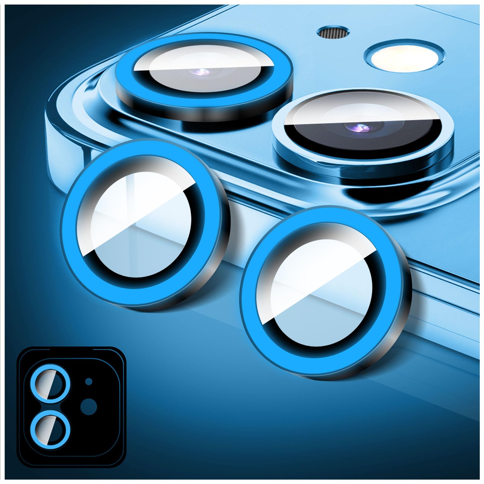 LucBuy Luminous Camera Lens Protector Compatible for iPhone 17 Air, Bling Noctilucent Tempered Glass Camera Cover Film Stickers, Upgraded Auto-Align