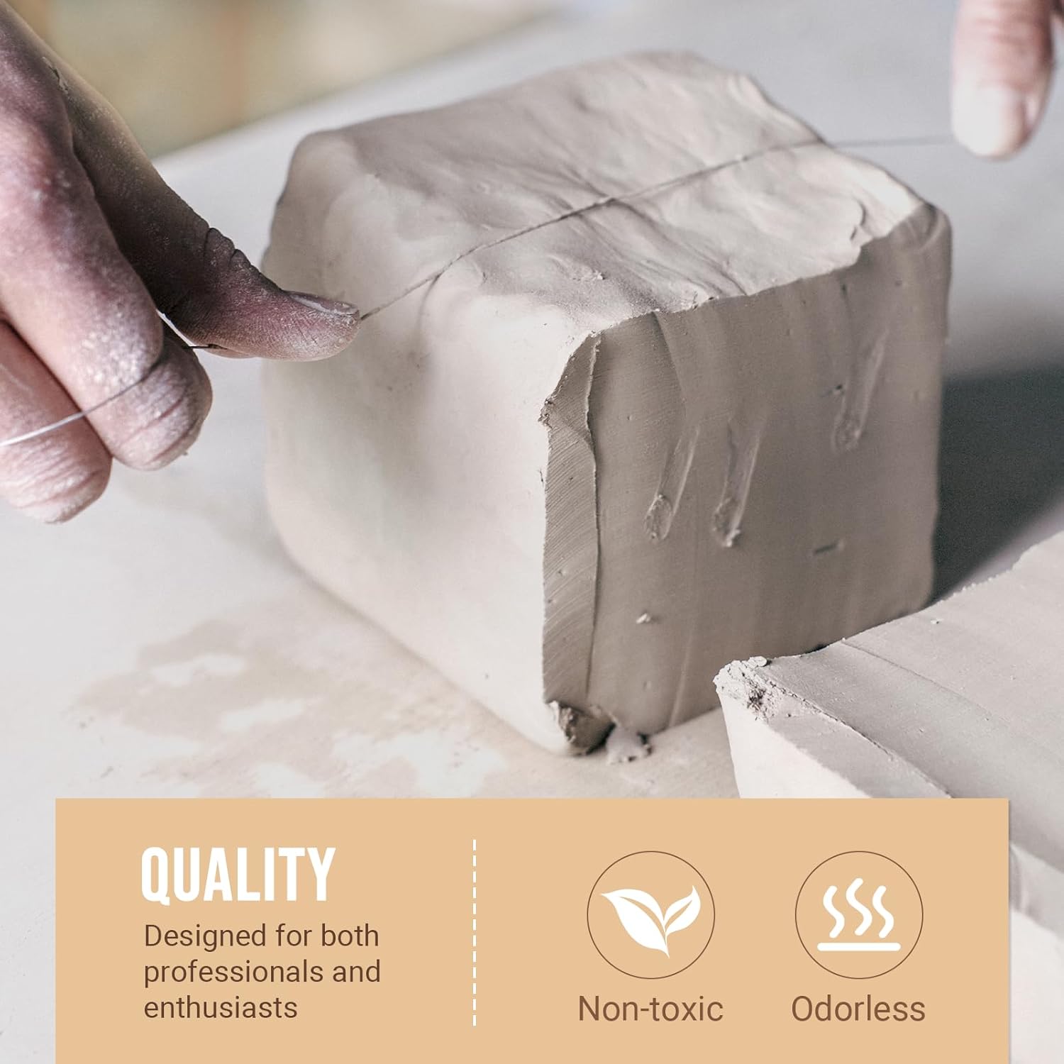 CALPALMY 10 lbs Natural Clay for Pottery - White, Natural Air Dry Moldable Clay, High Density and Quality, High Fire Sculpting for Pottery Wheel, Hand Building and Craft Project