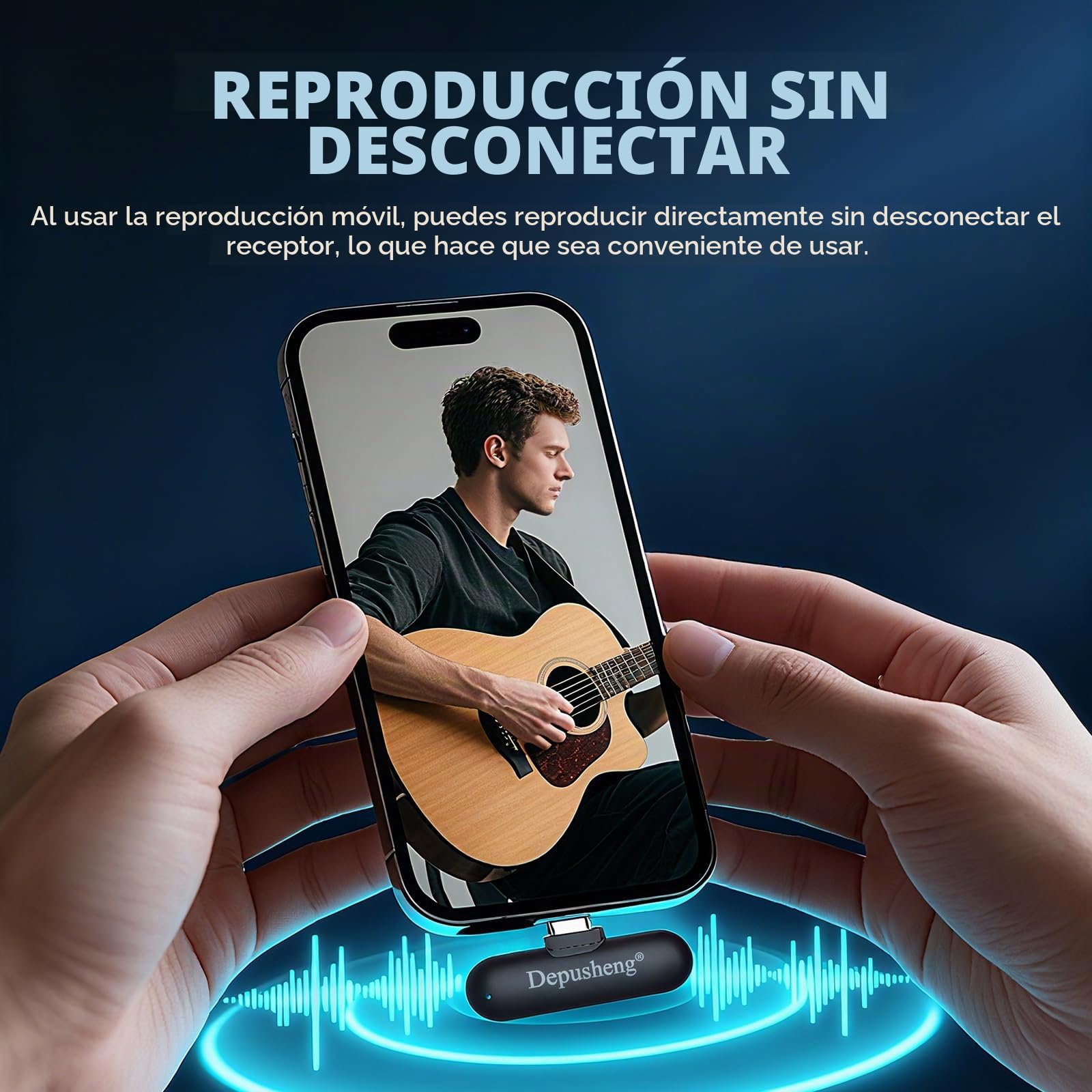 Depusheng V2 - 2 micrófonos Lavalier inalámbricos para iPhone, iPad y Android con estuche de carga, 8 horas de autonomía, micrófono de solapa para grabación de vídeo, vlogging, YouTube, entrevistas, 3