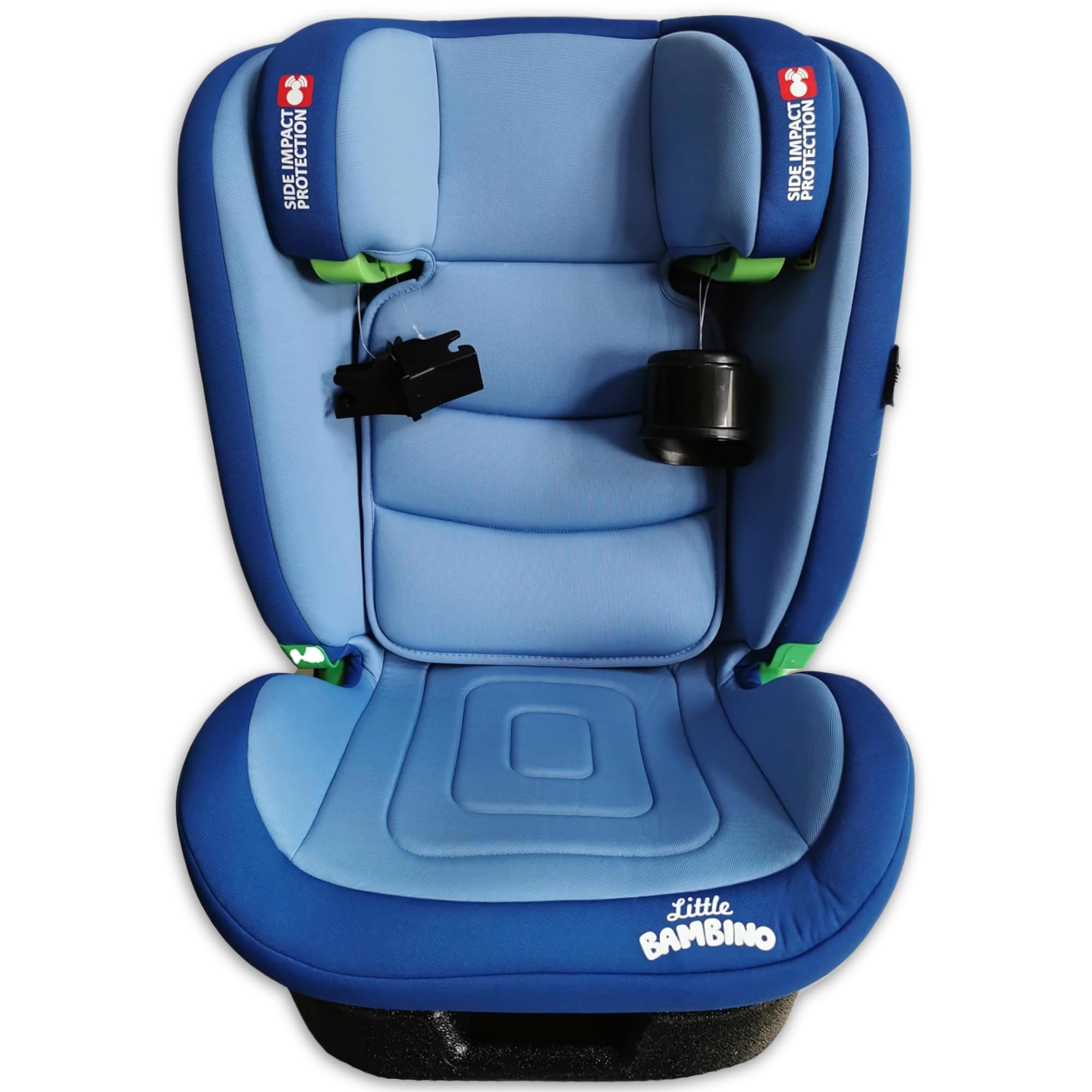 Little Bambino I-Size Kids Car Booster Seat Blue ISOFIX 100 to 150 cm Ages 3 to 12 Adjustable Recline Side Impact Protection with Built in Cup Holder Comfortable Lightweight Design
