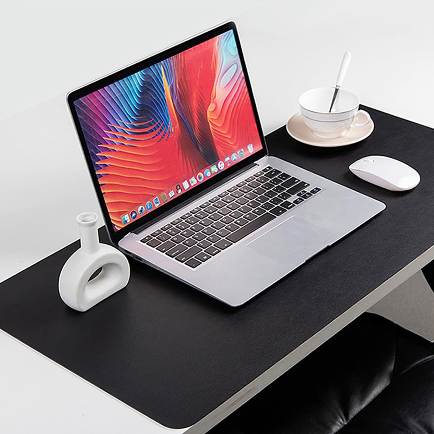 Tappetino da scrivania in pelle bifacciale, 120x60cm Protezione per scrivania grande tappetino per mouse, Accessori per la casa con tastiera per computer(PinkGray,110x60cm)