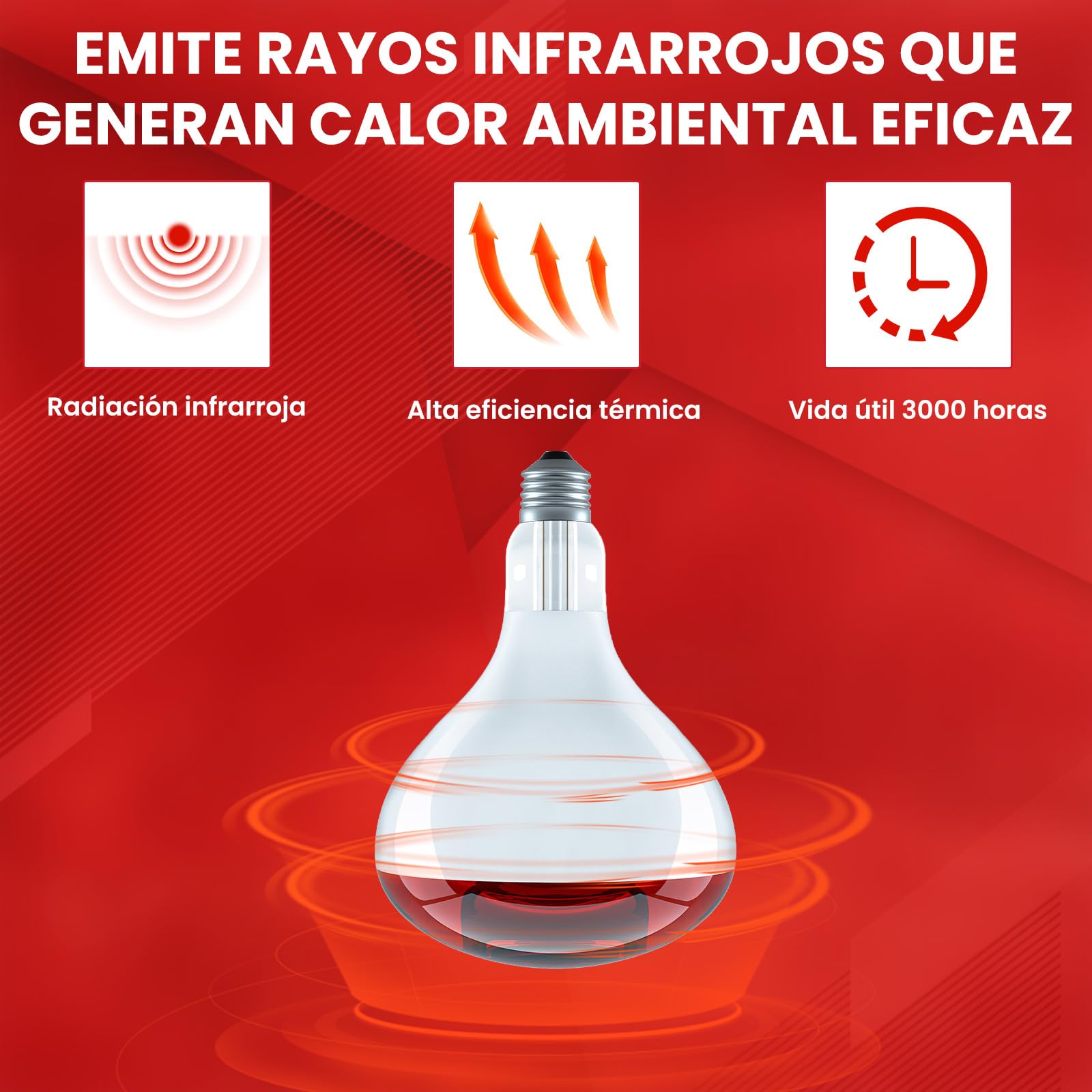 GlowUp Bombilla Infrarrojos E27 250W R125 Regulable Lampara de Infrarrojos Reflector Lámparas de Calor Infrarrojo para pollitos, perrito, cerdos (2 unidads)