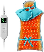 Electric Back Heating Cushion Shoulder and Neck 60 x 108 cm, 6 Heat Levels, 4 Timer Settings, Automatic Shut-off, Quick Heating, Belt, Back Warmer, Machine Washable