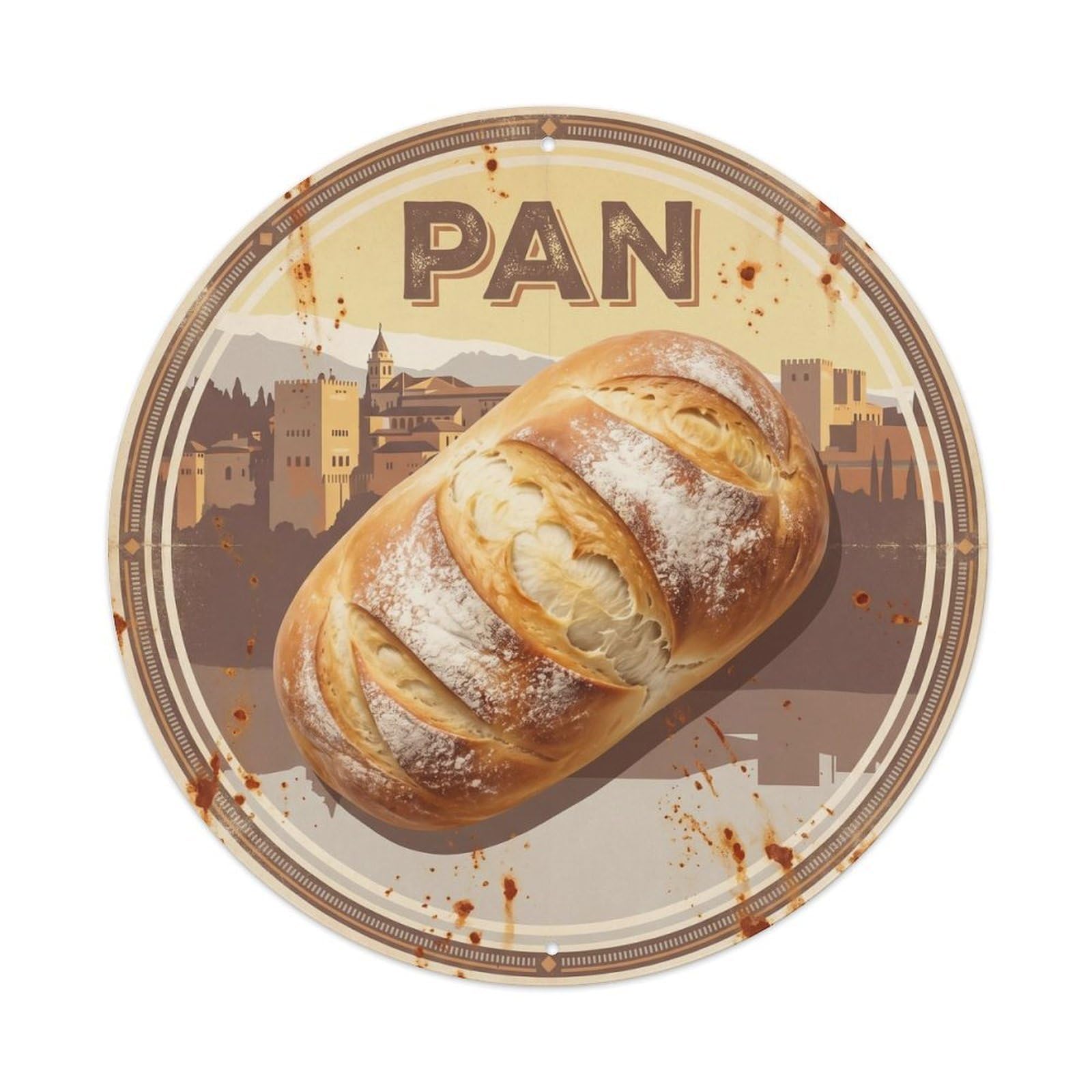Bread Bakehouse Iberian Fresh Baked Screenprint Travel Metal Tin Sign