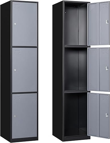 Armario de metal para empleados, armario de almacenamiento con puertas y estantes, armario de almacenamiento de garaje, gabinete de almacenamiento