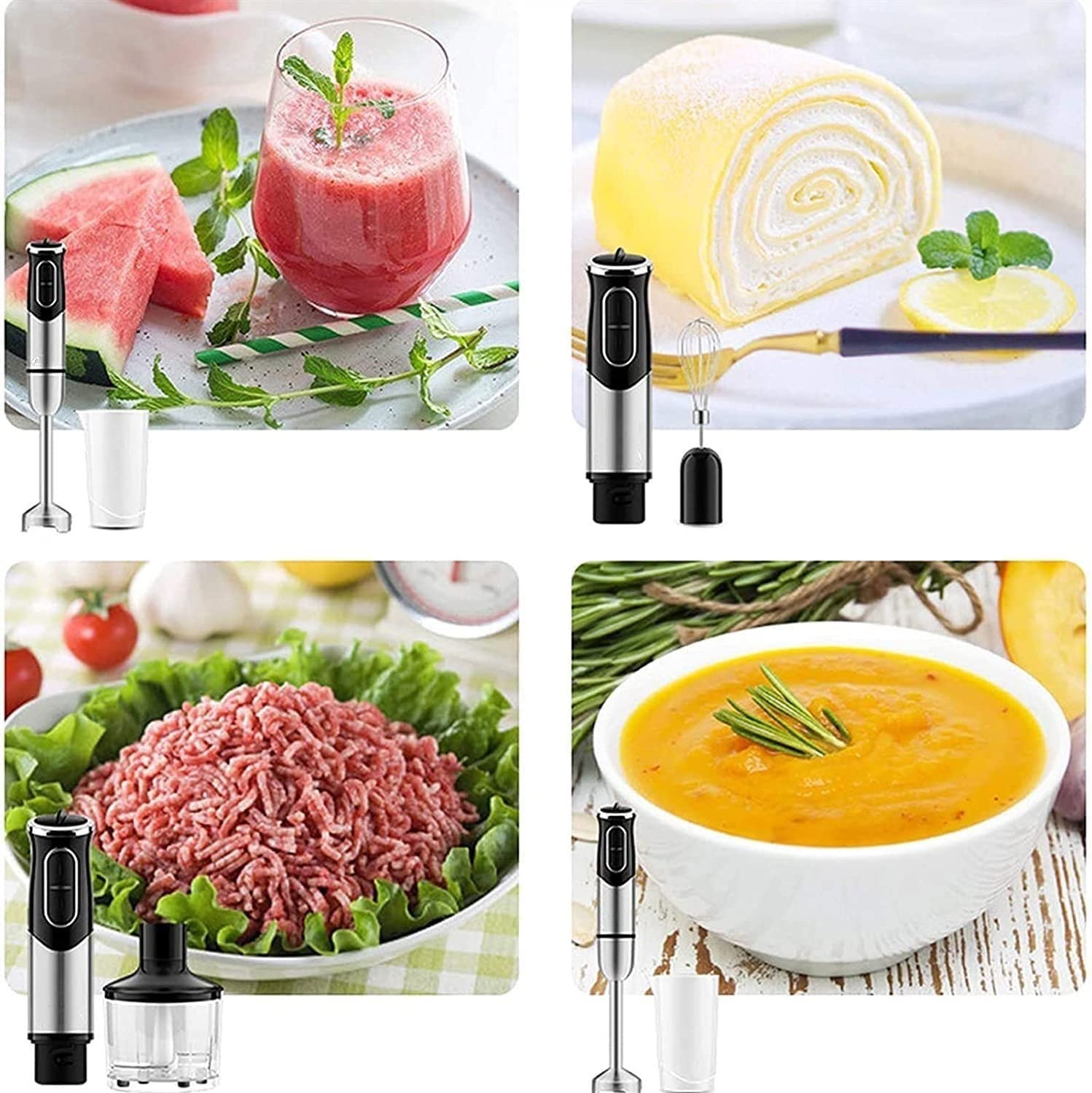 Blender ręczny, elektryczny blender ręczny, ostrza ze stali nierdzewnej 304, ręczny blender kuchenny do zup, koktajli, przecierów, jedzenia dla dzieci, 600 W
