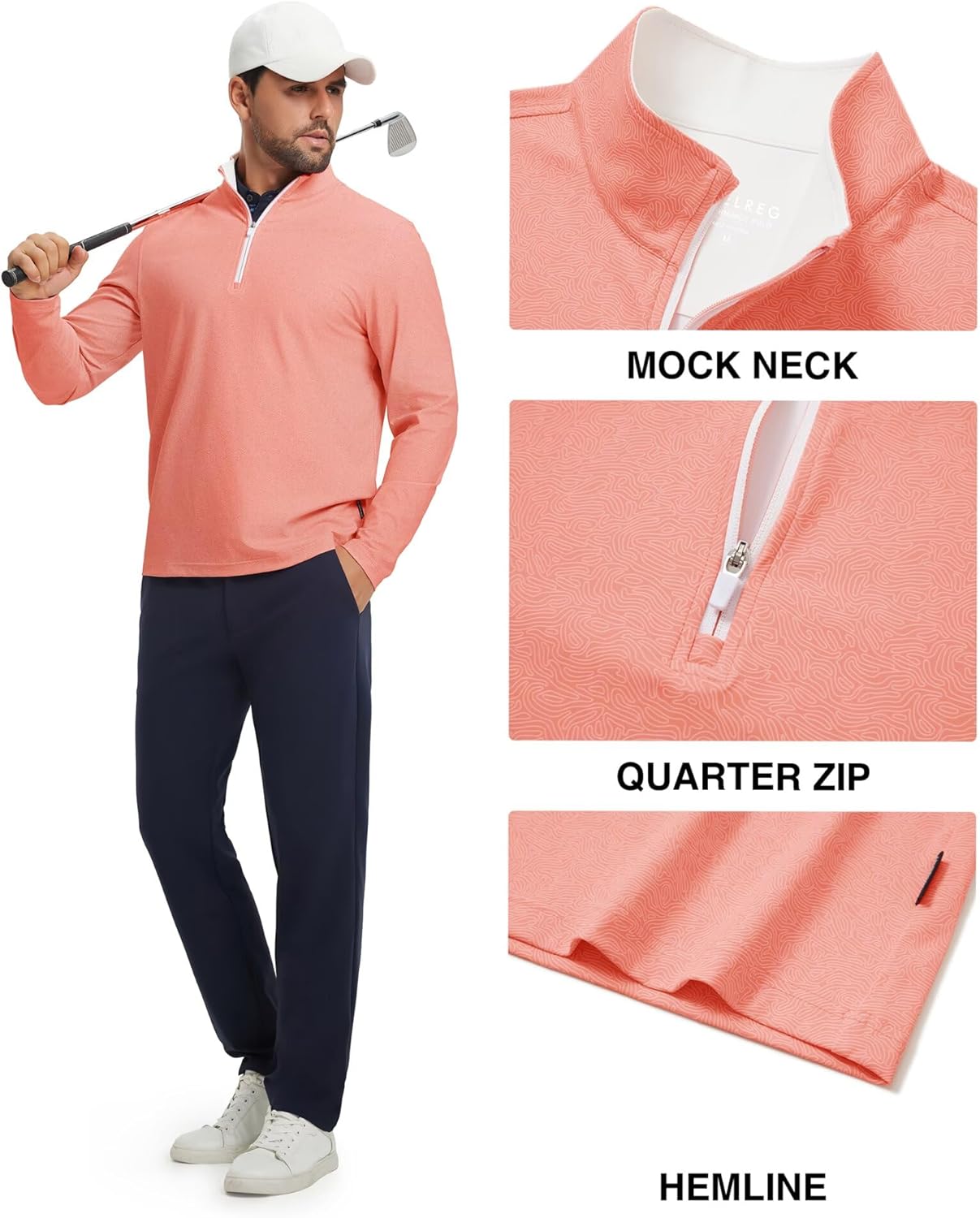 M MAELREG Quarter Zip Golf Pullover Men Dry Fit Long Sleeve Performance Wicking 1/4 Zip Full Print Pullover Mens Sweatshirt - Image 3