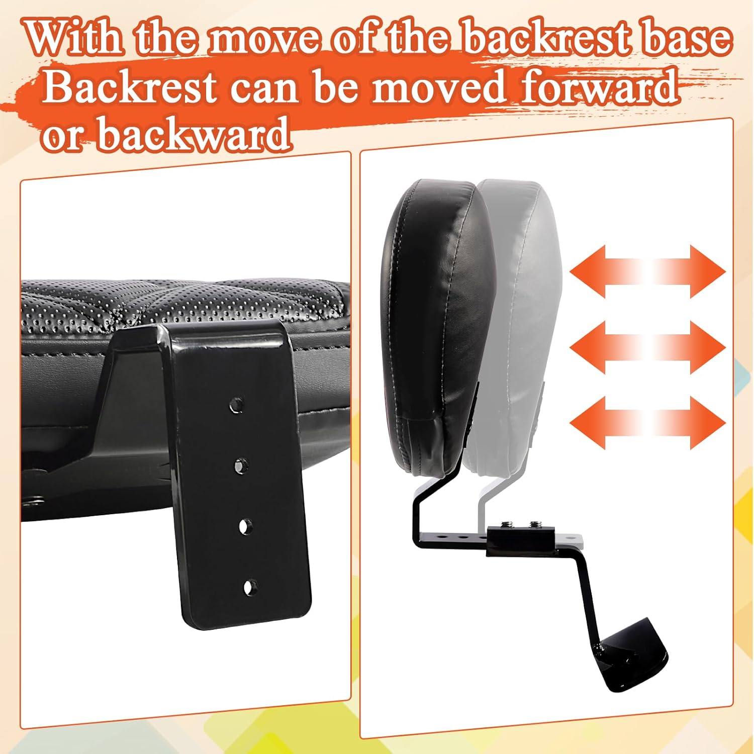 FOVPLUE Driver Backrest,Adjustable Rider Sissy Bar Backrest Pad for Harley Touring 2009-Later, for CVO Street Glide, Road Glide, Road King, Electra Glide FLHR, FLTRX, FLHX, FLHT, Tall-Ride/BLACK