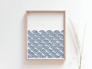 Wave Pattern Print, Japanese Poster Abstract Ocean Horizon Minimalist Line Art Modern Wall Poster Wave Pattern, Japanese Print Abstract Ocean Horizon Minimalist Line Decor,263