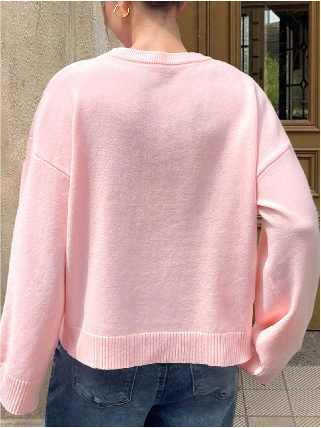 GORGLITTER Women's Oversized Knit Sweater Long Sleeve Loose Crewneck Fall Pullover Jumper Tops - Image 2