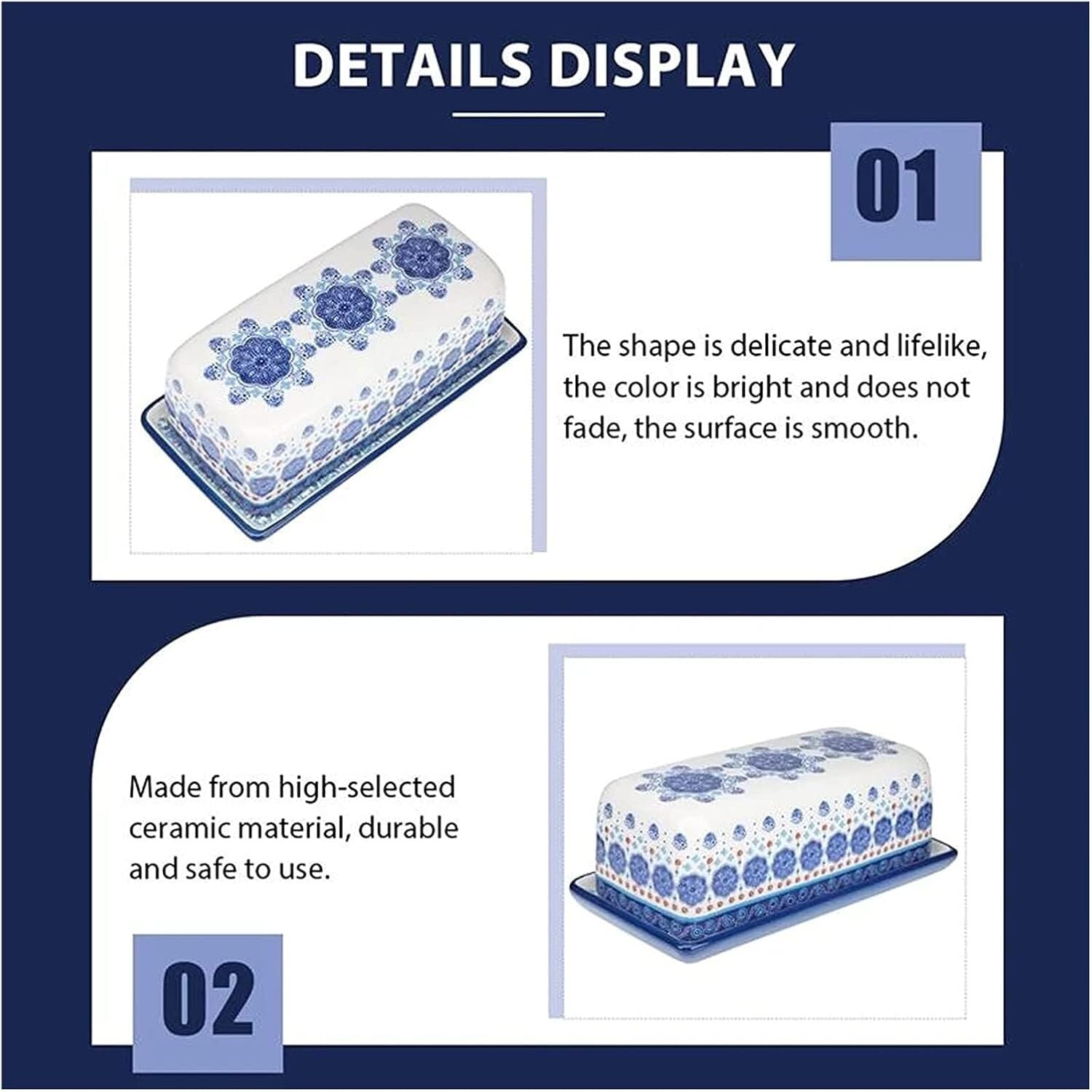 Butter Dish Butter Dish Delicat Ceramic Butter Box with Lid Butter Container Butter Keeper Tool Plate Container Cheese Storage Storage (B )