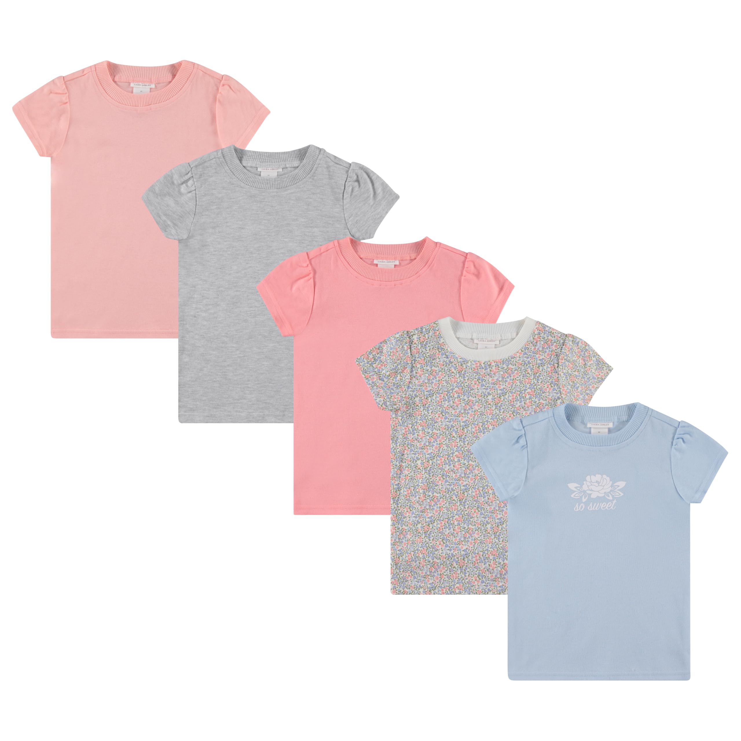 Laura Ashley5-Pack Infant & Toddler Girls Shirts - Stylish Comfort and Fashion. Multipack Children's Essentials.