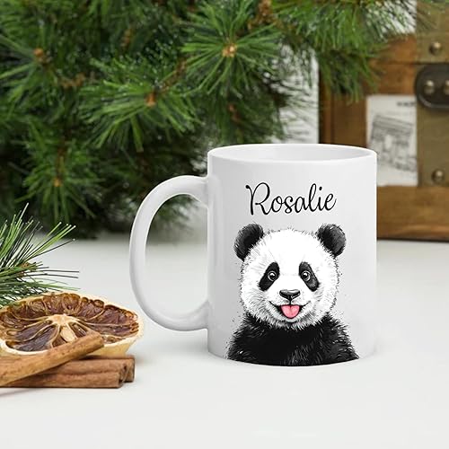 Miniatura 3 de Taza de café personalizada con diseño de oso panda, regalos para niños, amigos, hombres y mujeres, tazas de cerámica blanca con nombre personalizado