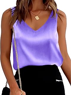 Summer Satin Tank Tops for Women Business Cami Camisole Blouses Shirts - Buy now