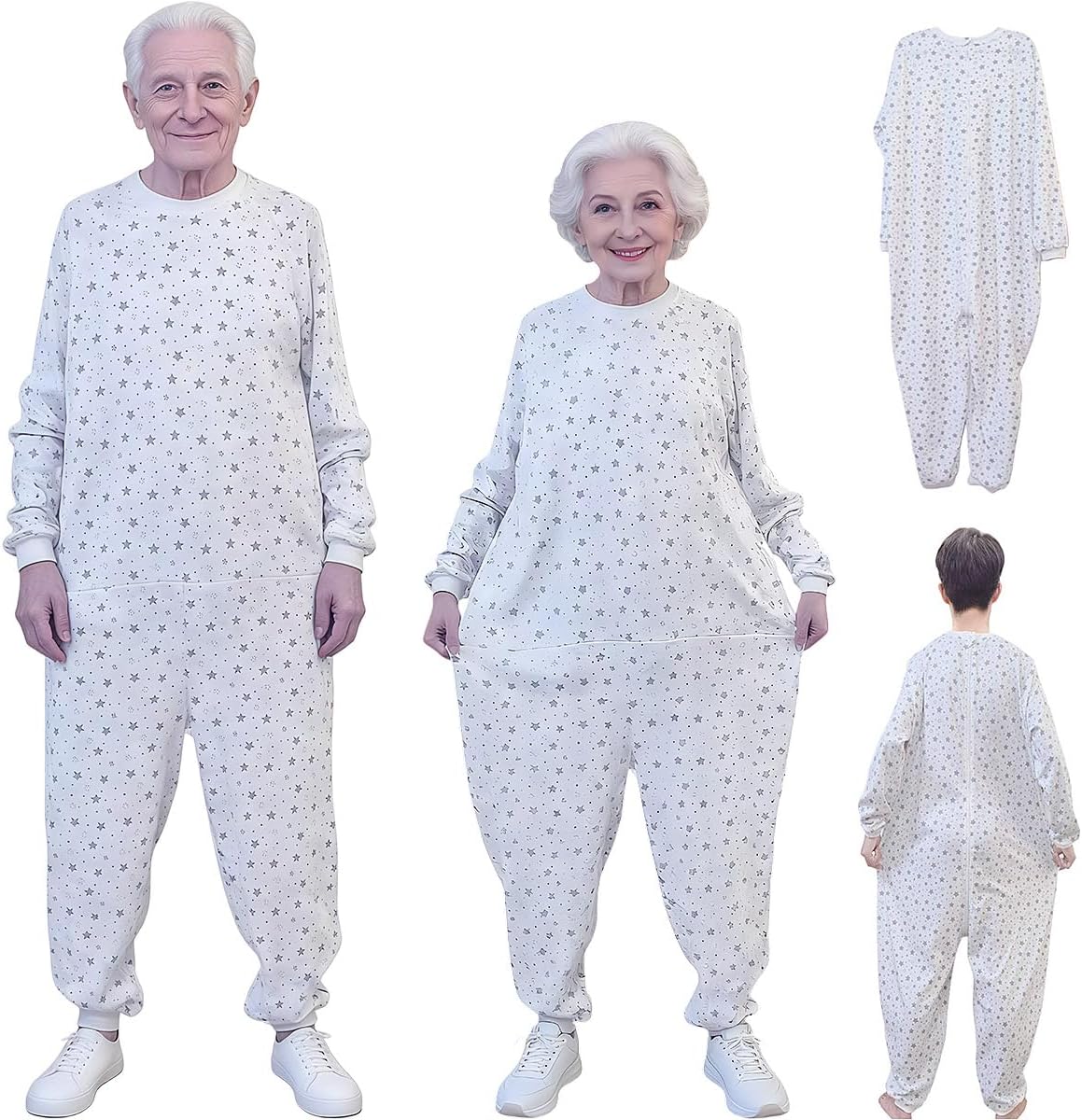 Unisex Anti-Strip Jumpsuit with Back and Leg Zipper,Suitable for,Seniors,Alzheimer’s,Incontinence Care,Dementia