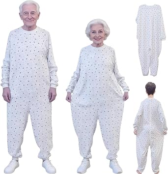 Unisex Jumpsuit with Back-Zipper,Suitable for Incontinence Care,Alzheimers Patients,Seniors,Dementia Patient