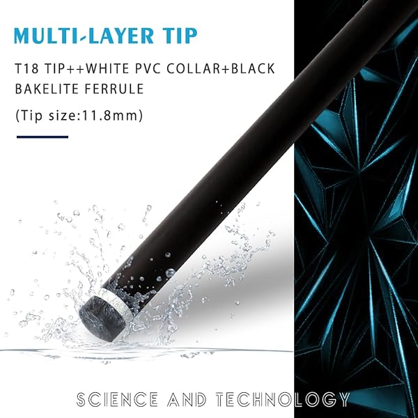 KHEALING Carbon Fiber Pool Cue with 11.8mm Head - Professional 1/2 58' Pool Cue with 8 Teeth Connector for Billiard Enthusiasts - 4