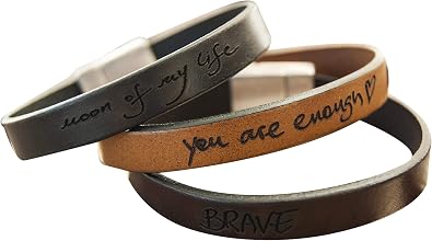 Store Custom Leather Bracelet Handwriting Engraved Personalized Memorial Jewelry