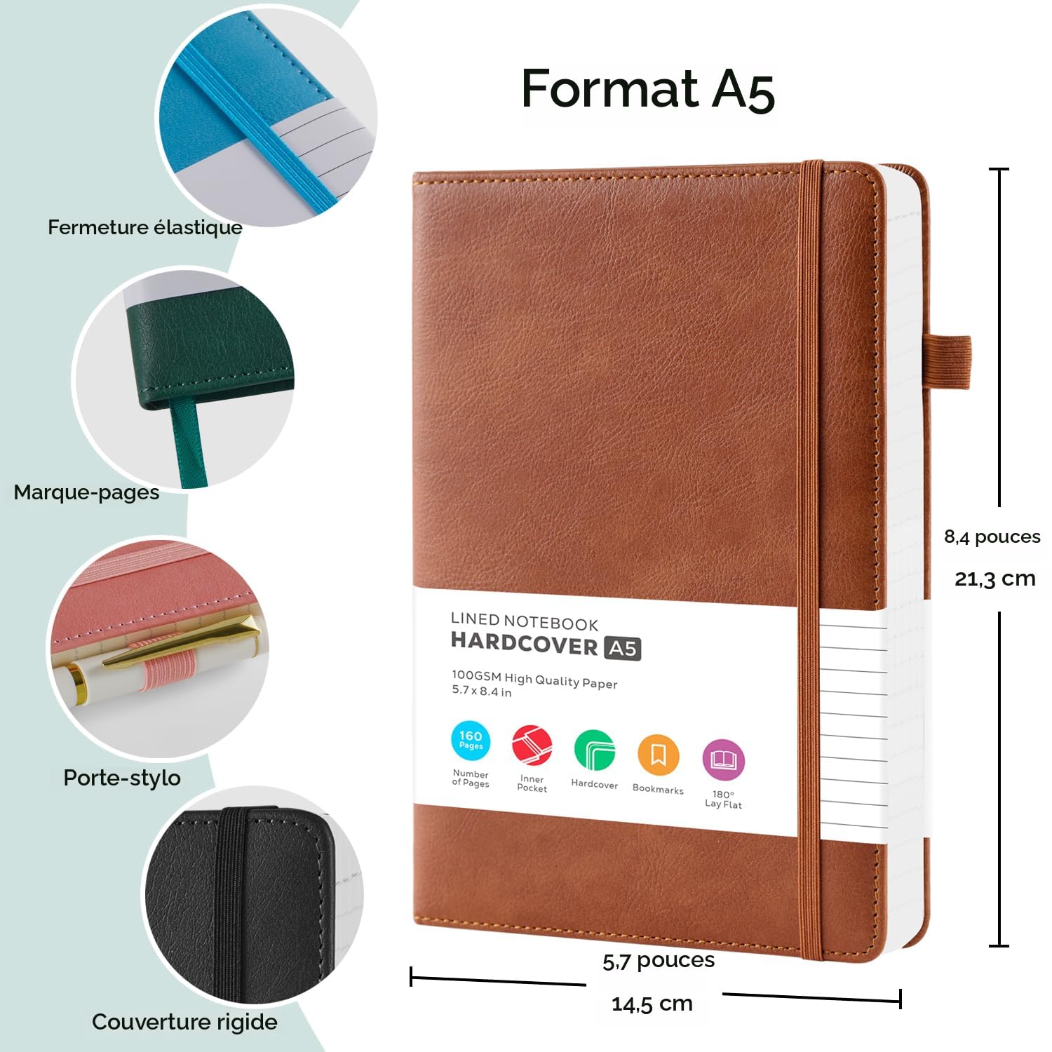 Carnet De Notes En Cuir - Carnet De Notes De Travail Ligné à Couverture