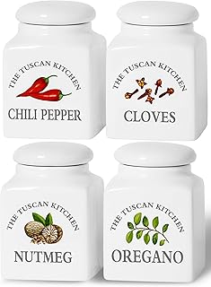 Kitchen Storage Spice Canisters Ceramic Containers, Food Jar with Airtig...