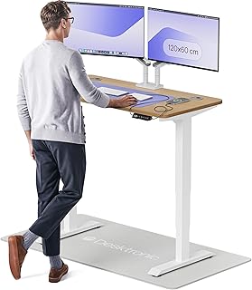 Desktronic Höhenverstellbarer Schreibtisch aus massivem Eichenholz (120x60cm) – Elektrisch höhenverstellbar mit flüsterleisem Dual-Motor & Touchscreen – Hohe Tragfähigkeit – Stehtisch HomePro