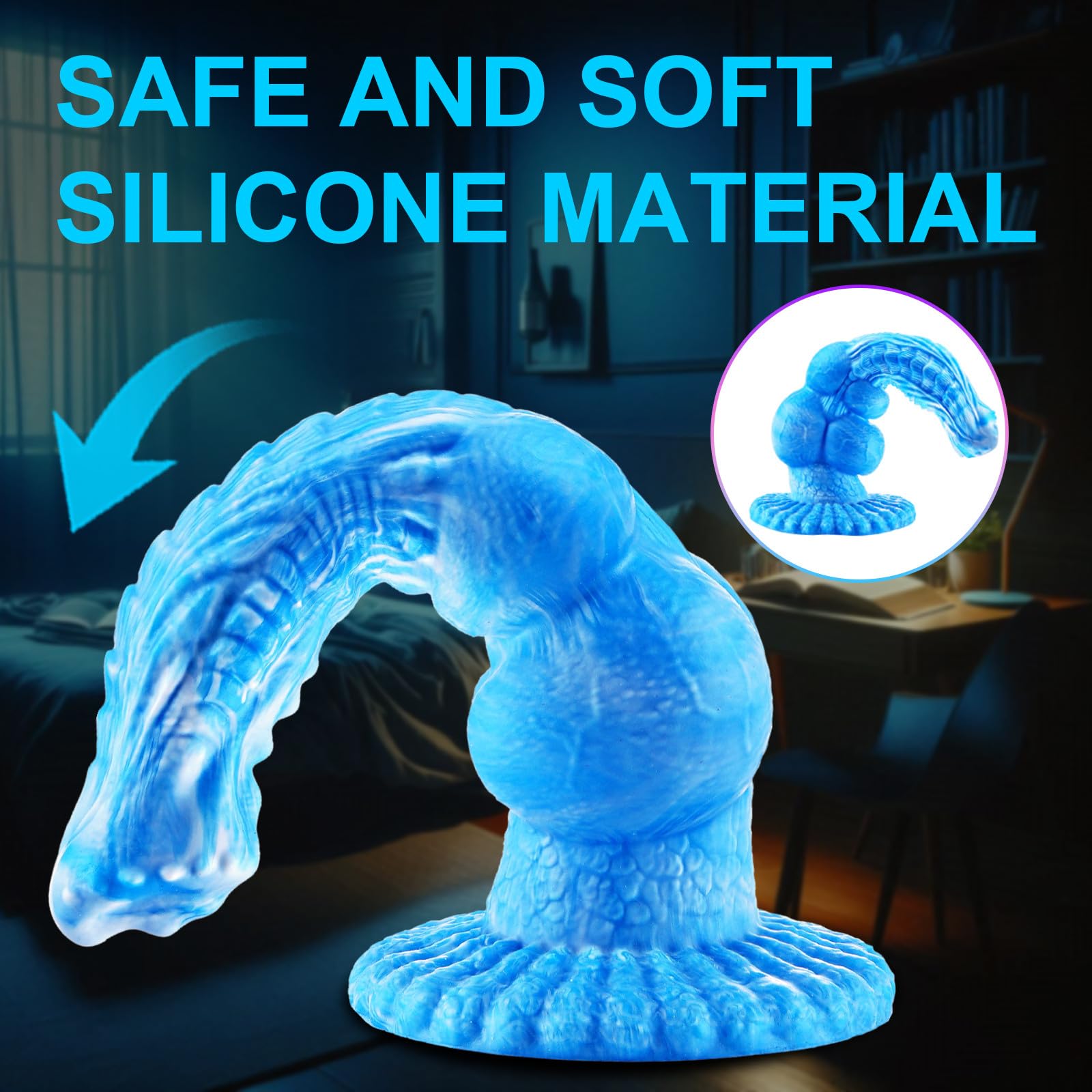 Dildo realistico a forma di drago, dildo spesso con 2 nodi da 22 cm, lungo dildo in silicone a forma di cane,dildo anale di mostro fantastico con ventosa,giocattolo per il punto G per coppie femminili