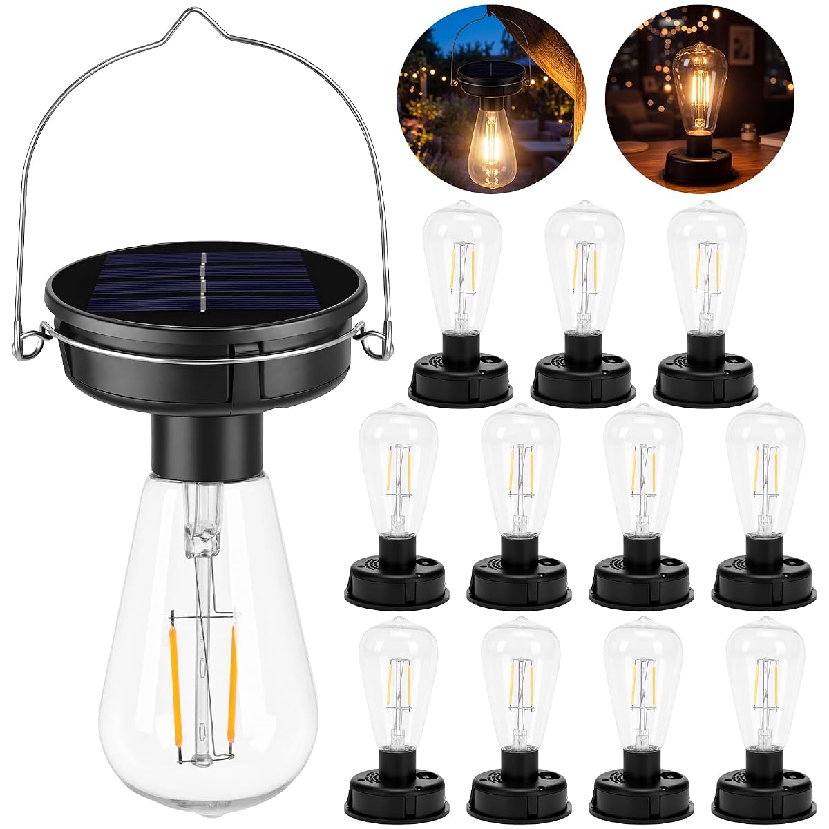 Tujoe 12 Pack Replacement Solar Light Tops 3.15 Inch/2.75 Inch Hanging