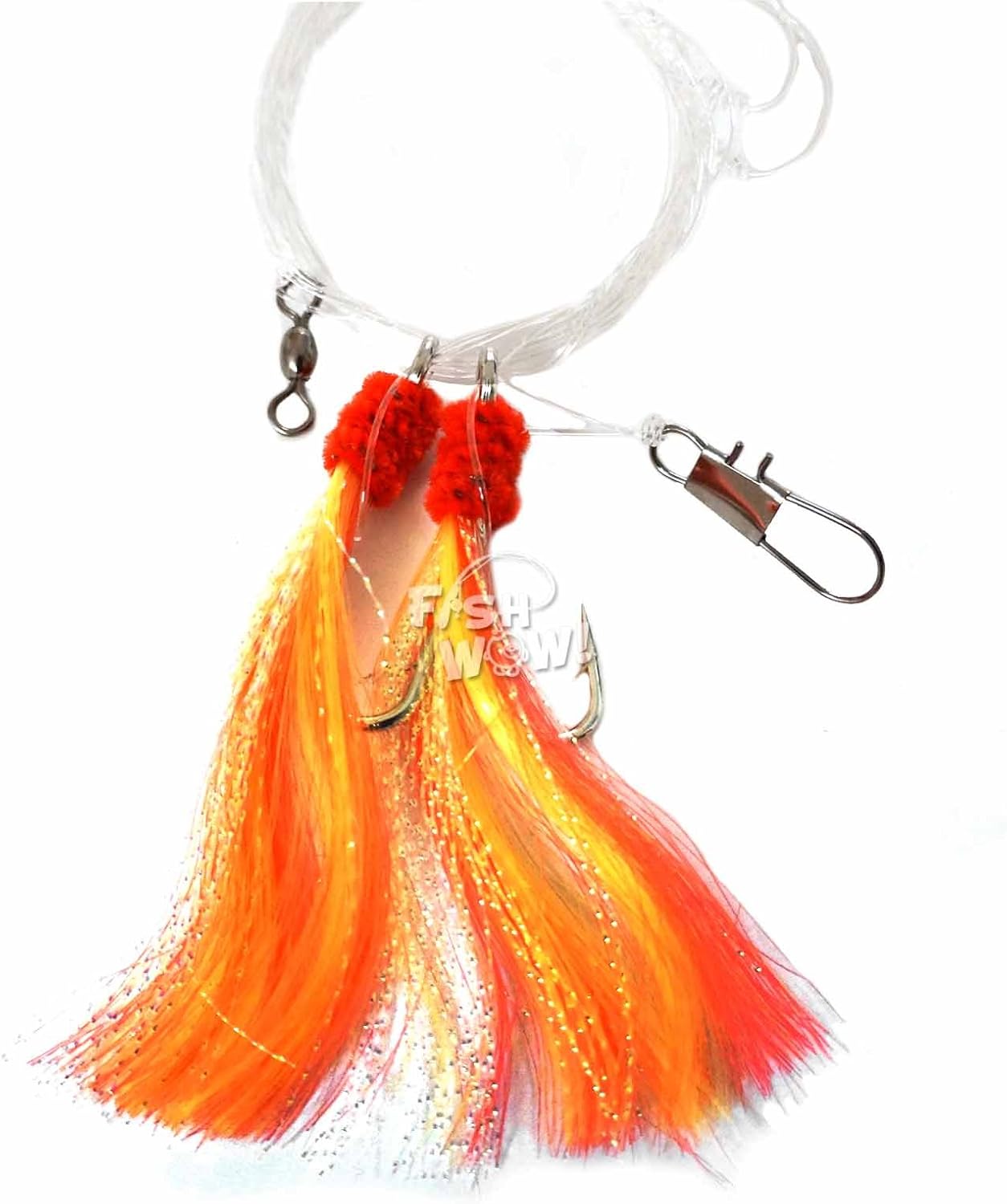 20 Packs Fishing Shrimp Flying Rig 5/0 Hook - Red Yellow White…