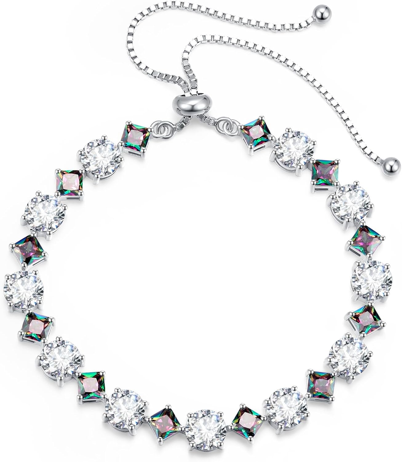 FANCIME Rhythm of Light Sterling Silver Tennis Bracelet Birthstone Bolo Tennis Bracelets for Women Fine Jewelry Birthday Gifts for Women - Image 2