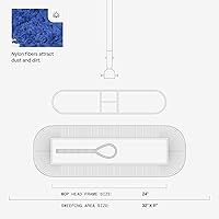 Vista 3 de Trapeador de polvo comercial azul de 24 pulgadas y barredora de piso con mango extensible, mopa para limpieza de suelos de madera, azulejos