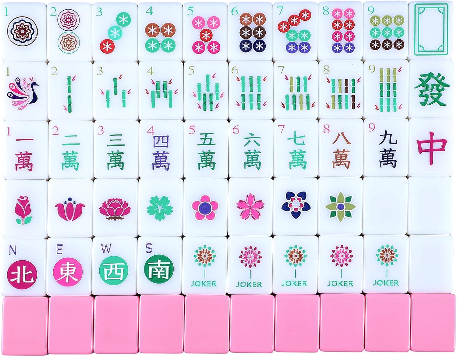 American Mahjong Set Only with 160 Mahjong Tiles 1.2-inch American Mah Jong Set Hand Carved Pattern for Adult Social Party, Mah Jong Lovers Gift