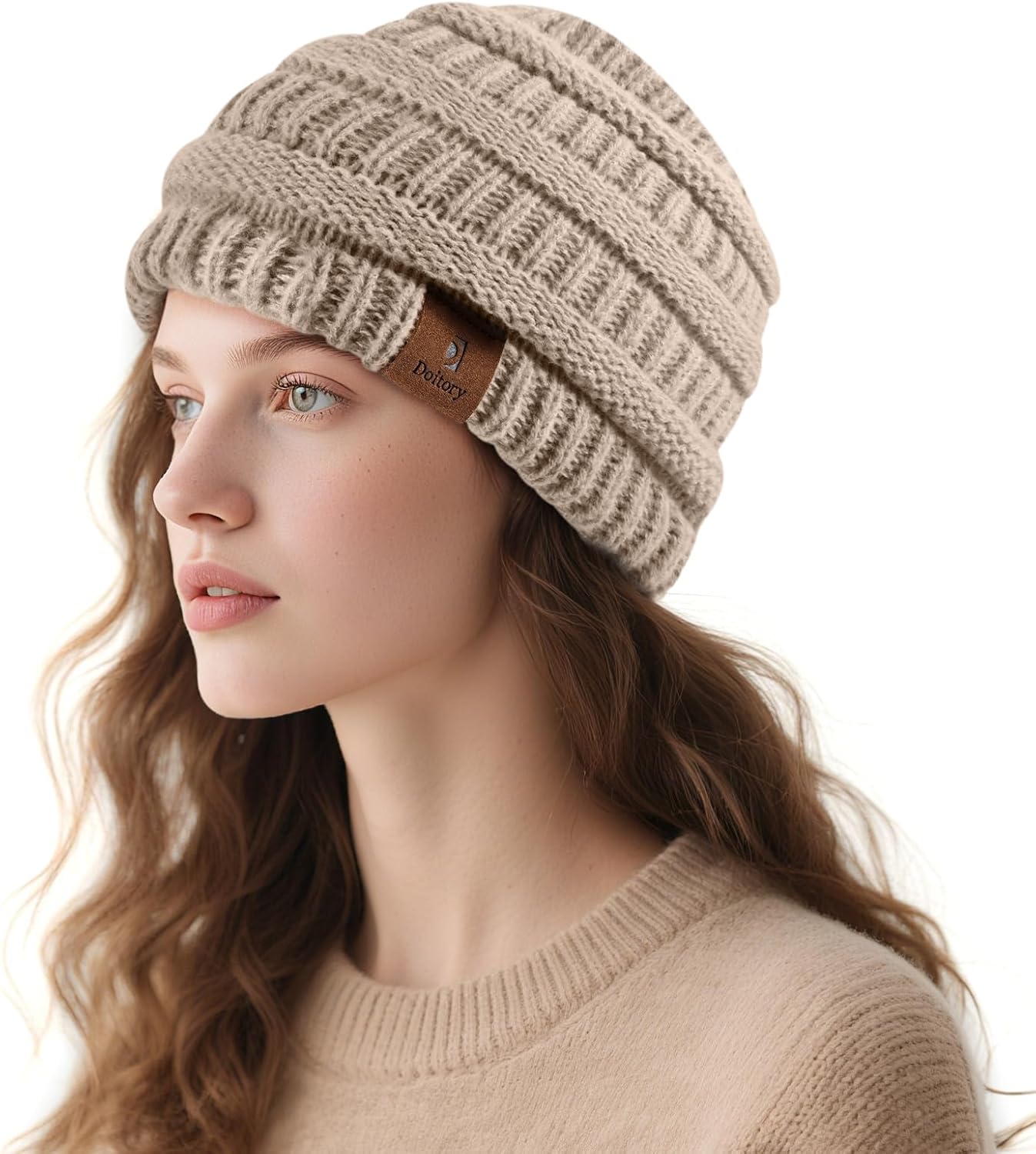 Beanies Hat for Women & Men,Warm Soft Knitted Beanie Unisex Cuffed Hat for Winter Fleece Lined Hats Snow Cap