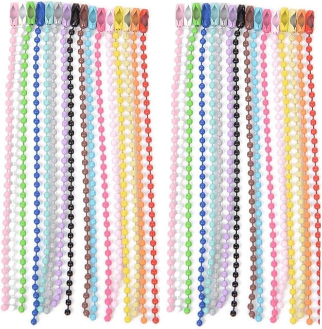Danlai 60 Pcs 120mm Long Bead Chain Connector Clasp 2.4 Mm Diameter Ball Bead Chains Keychain Tag Key Rings Chain