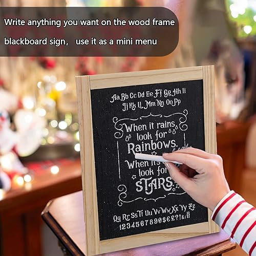Miniatura 5 de Harloon 6 pizarras enmarcadas de 10.5 x 8.5 pulgadas a granel de madera de doble cara para mesa, pequeños letreros de pizarra para aula, suministros