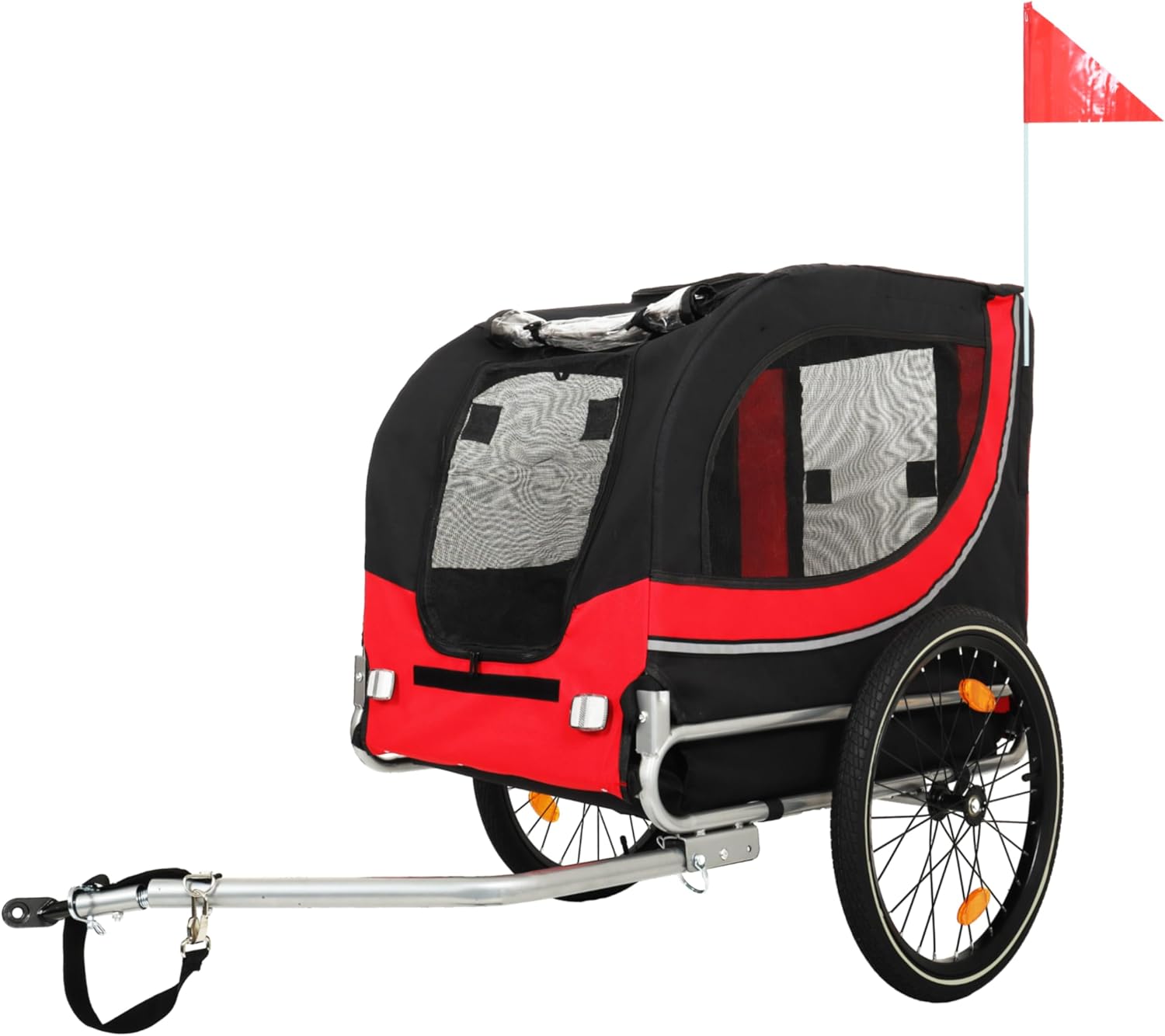 LifeSky Pet Bicycle Trailer for Dogs - 66LB Capacity All-Terrain Steel Frame Bike Trailer for Cycling & Outdoor Adventures with Large Mesh Windows & PVC Rain Cover - Folding Pet Carrier for Medium Dog
