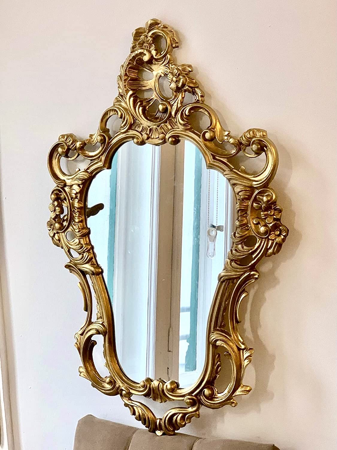 Generisch Specchio da parete barocco oro antico specchio da bagno, 50 x 76 cm, ovale