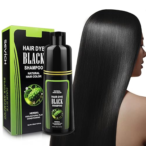 Champú natural para el cabello negro, champú blanco a negro para hombres y mujeres, tinte de eliminación de cabello blanco champú para colorear (8.5