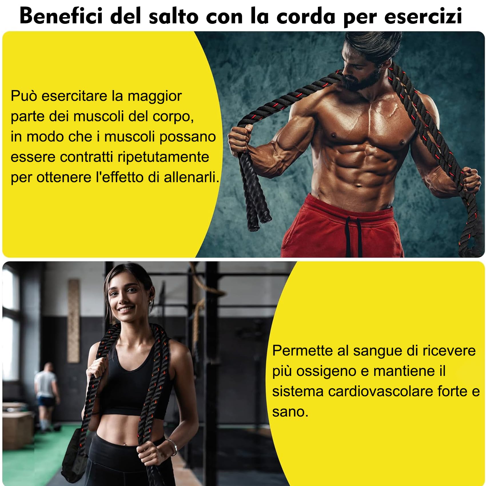 Springseil per Allenamento, 1,3 kg, per Uomini e Donne, Migliorato per Forza e Muscolatura, Allenamento Totale del Corpo