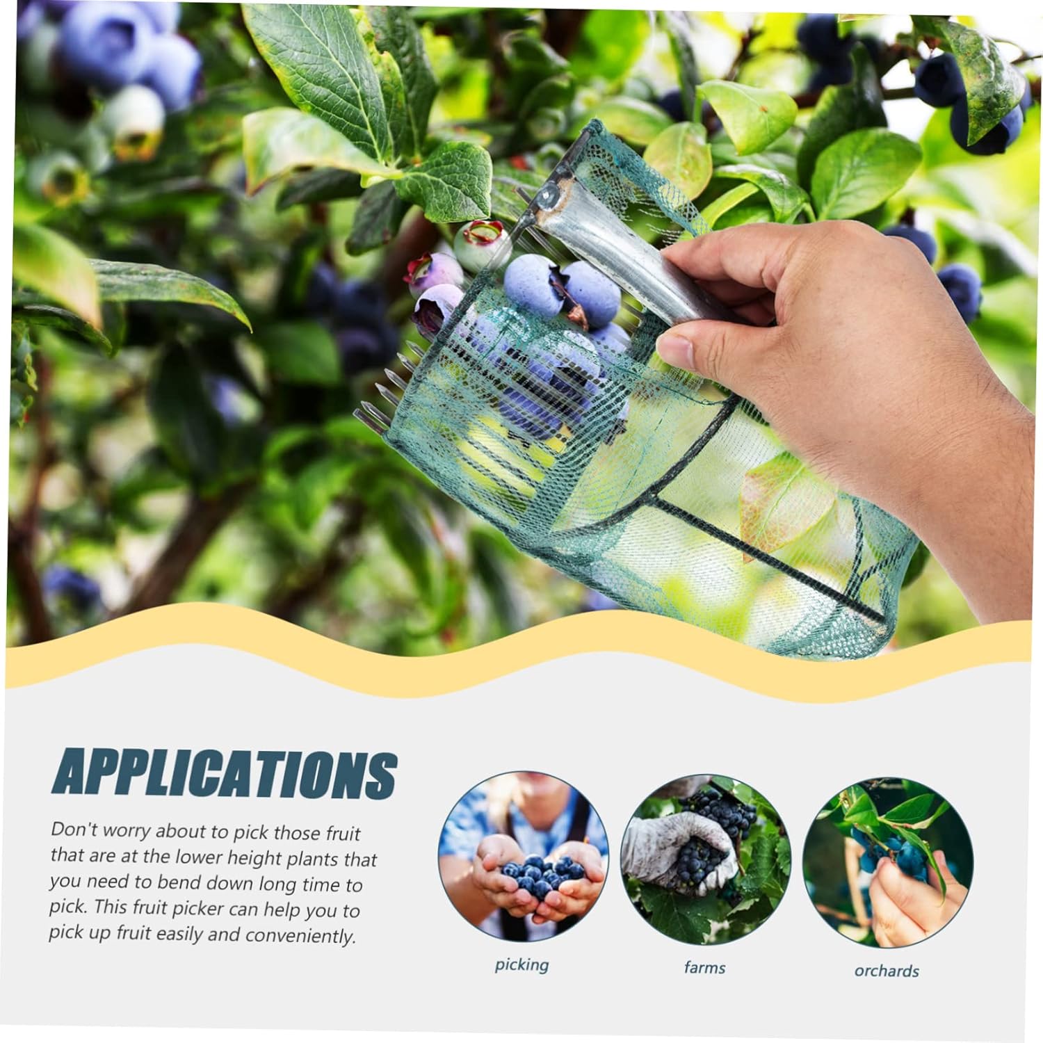 YARNOW Orchard Tools Labor Saving Fruit Picker Blueberry Baskets Berry Devices