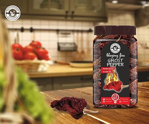 Miniatura 9 de Ghost Pepper Chili Entero (Bhut Jolokia Chili/Ghost Pepper Pod) – 2.5 oz/71 g, 100% puro, ahumado, picante y picante del mundo, añade un sabor