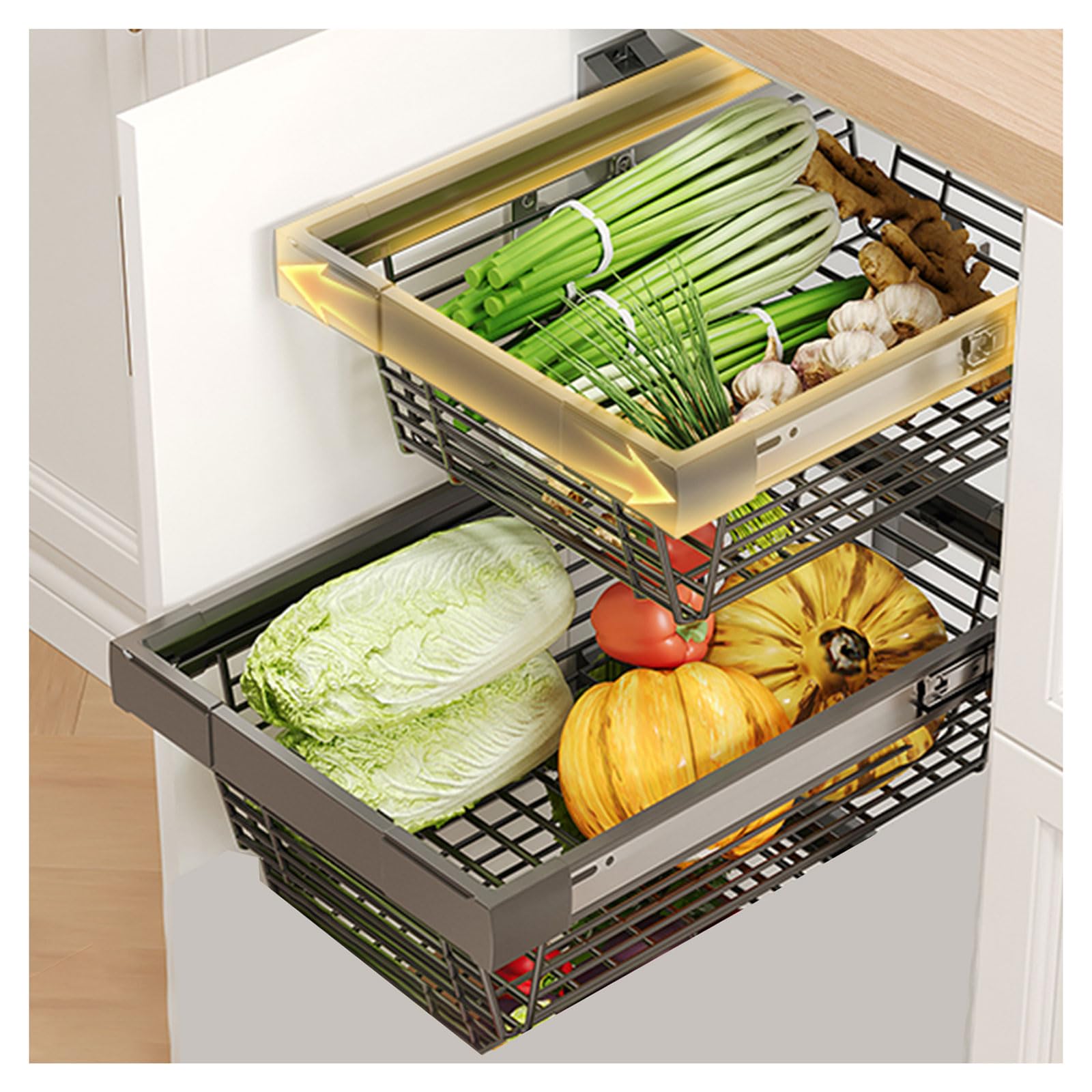 Rangement robuste en métal extensible pour armoires de cuisine et salle de bain