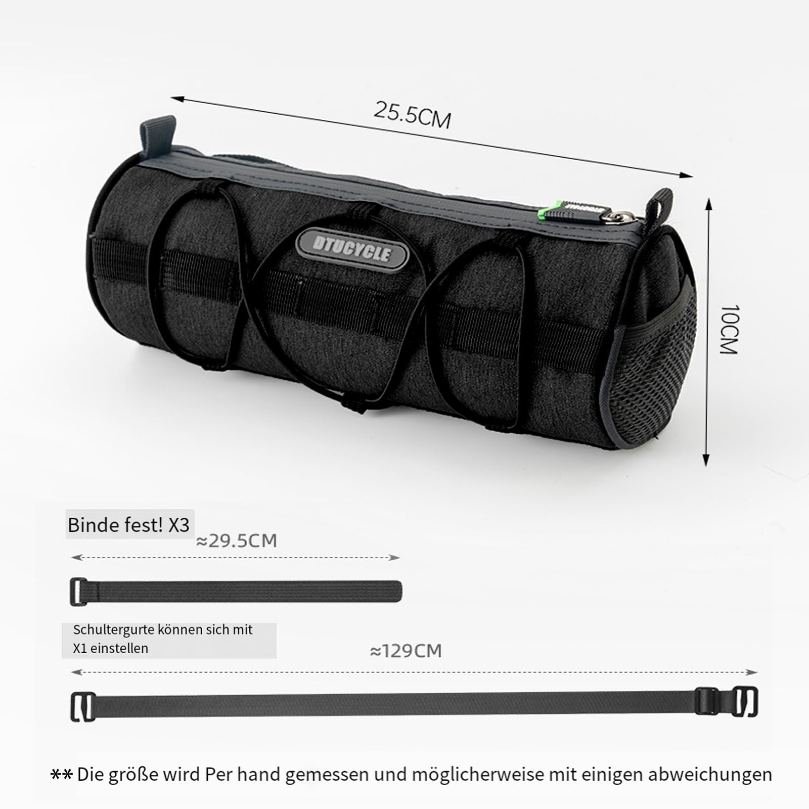 Borsa per manubrio della bicicletta, impermeabile, borsa per manubrio per bicicletta elettrica, MTB, bici da corsa, accessorio professionale per bicicletta, con tracolla, circa 2 l (nero)