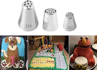 Grass Icing Piping Nozzles Tips for Cake Cupcake Cookies Desert Decorating,Stainless Steel,Multi-Opening,#233#234#29,3 Pcs Grass Nozzles