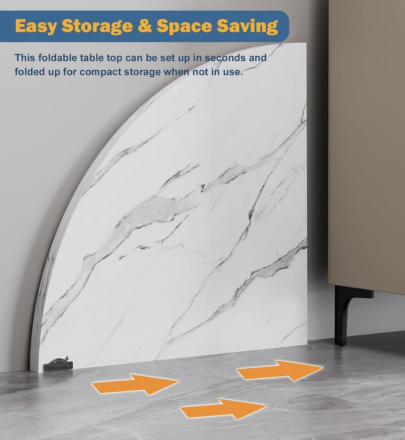 Space-Saving 55" Marble Pattern Folding Table Top - Round, No Legs, Lightweight, Portable, Ideal for Temporary Dining & Events, Easy Storage