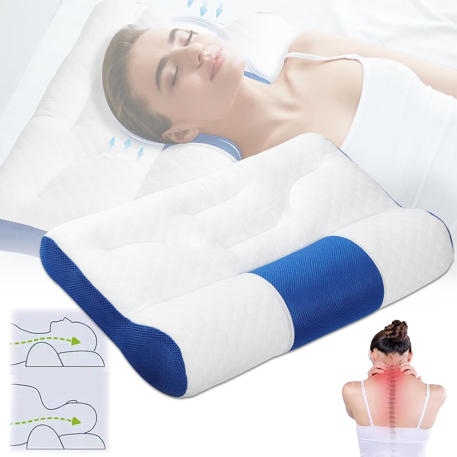 Sleep Enhancing Cervical Support Comfort Goose Down Pillow